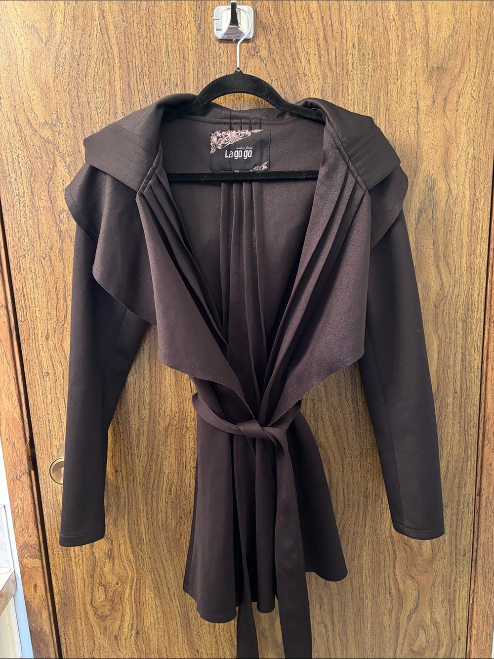 Women's Black Draped Tie-Waist Jacket